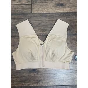 CopperLife Shoulder Support Bra Front Zip Beige Sz 3XL NWT